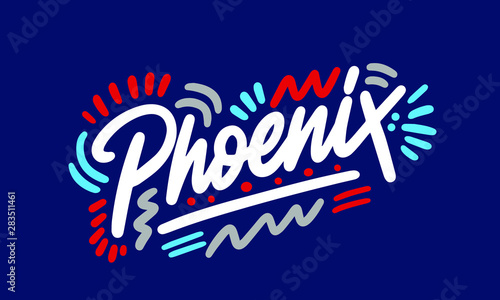 Phoenix handwritten city name.Modern Calligraphy Hand Lettering for Printing background  logo  for posters  invitations  cards  etc. Typography vector.