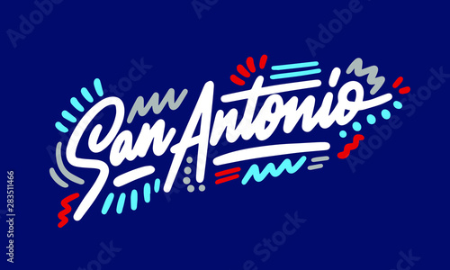 San Antonio handwritten city name.Modern Calligraphy Hand Lettering for Printing,background ,logo, for posters, invitations, cards, etc. Typography vector.