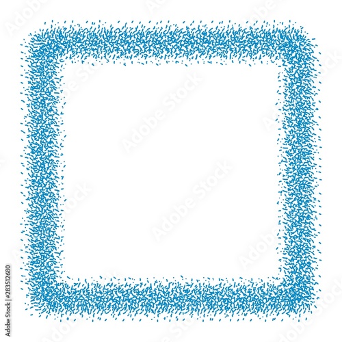 Shaggy abstract frame on white background. Fluffy border texture for decorating albums, photos, cards.