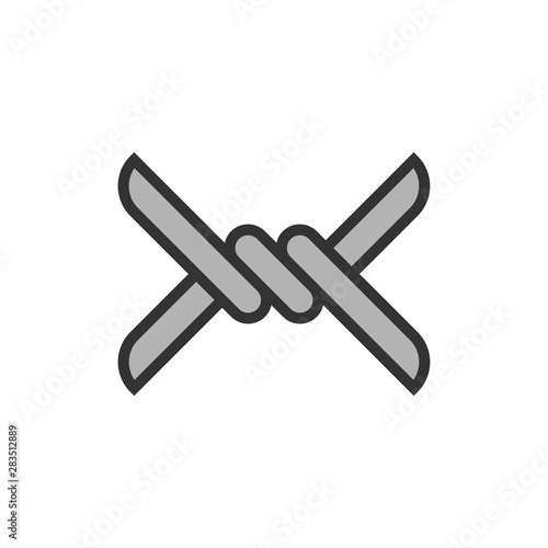Thorn barbed wire One piece isolated. vector illustration