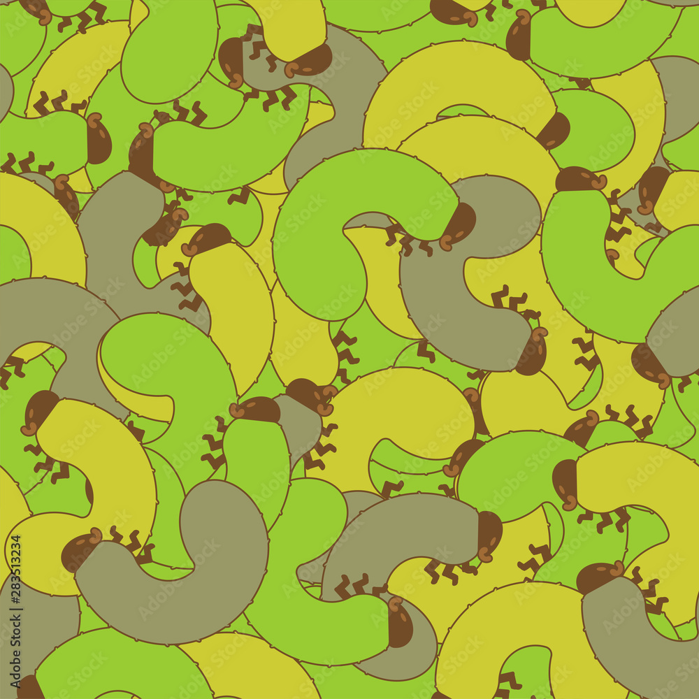 Army pattern seamless Beetle larva. Military Bug caterpillar background. Maggot Protective texture vector. War ornament Army pattern seamless Beetle larva. Military Bug caterpillar background. Maggot Protective texture vector. War ornament