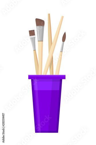 Watercolor paintbrushes flat vector illustration