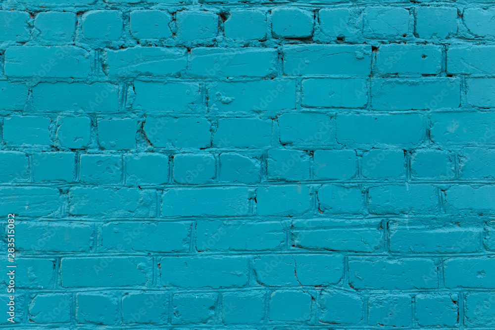 Brick wall. The brick wall painted in blue Brick wall. The brick wall painted in blue
