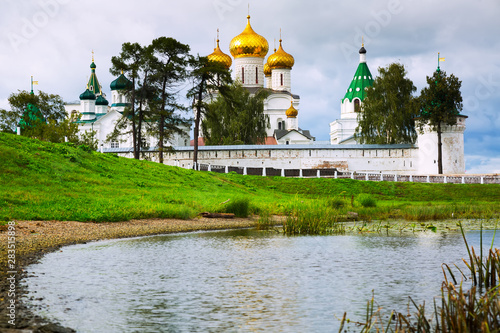 Male Ipatievsky Monastery at cloudy day in Kostroma, Russia photo