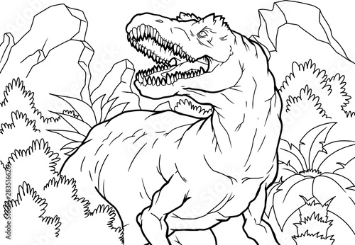Cartoon tyrannosaurus coloring book