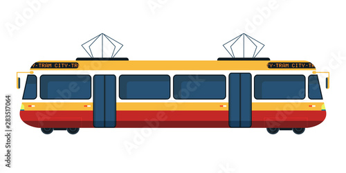 City tram flat vector illustration