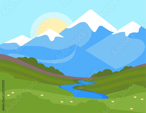 Mountain nature landscape flat vector illustration