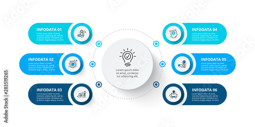 Six circles infographic elements. Business template for presentation. Vector concept with 6 options or steps.