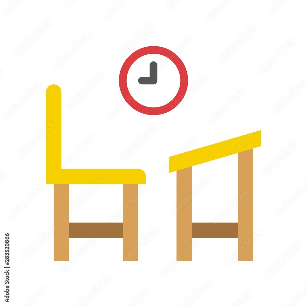 School desk and chair vector, Back to school flat design icon School desk and chair vector, Back to school flat design icon