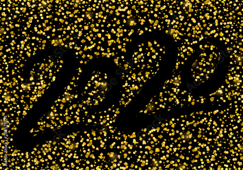 Vector golden luxury 2020 Happy New Year illustration with shining glitter confetti for greeting card  calendar  banner