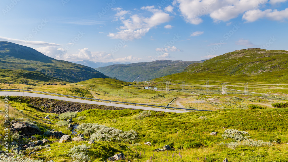 Scenics along the National Scenic route Aurlandsfjellet between Aurland and Laerdal in Norway.