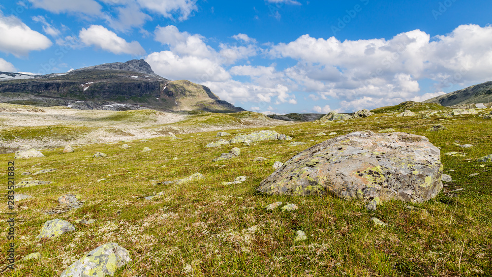 Landscape along the National Scenic route Aurlandsfjellet between Aurland and Laerdal in Norway.