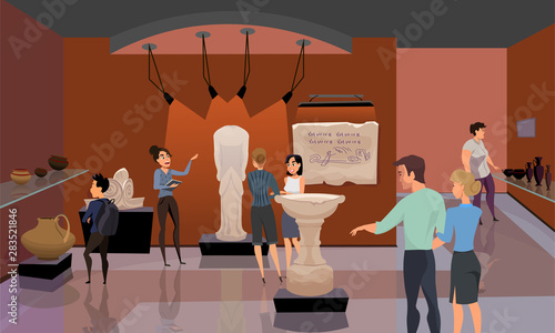 Historical exhibition flat vector illustration