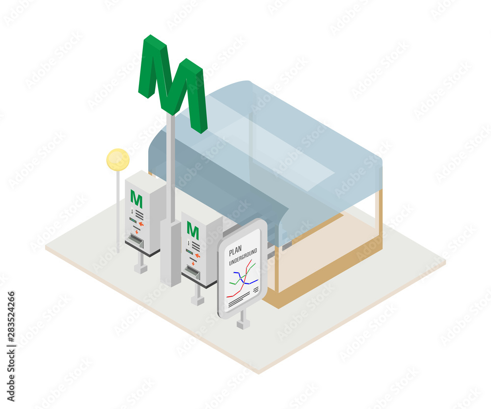 Metro token dispenser isometric illustration