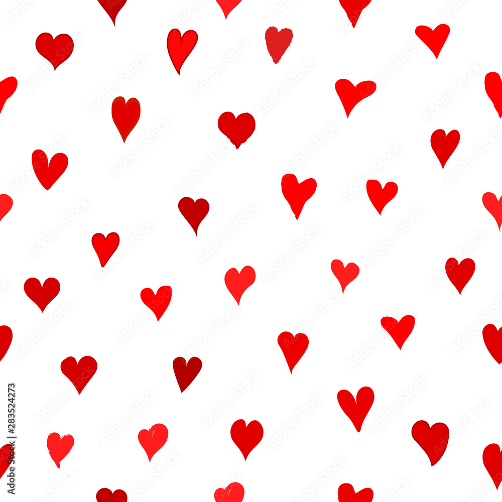 Seamless pattern with red hearts in retro style. Can be used for wallpaper, pattern fills, web page background, surface textures, wedding design, packaging, Valentine's Day.