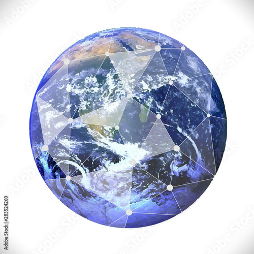 Earth with mesh communication and technology concept (Elements of this image furnished by NASA), vector illustration