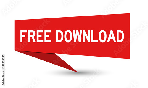 Red paper speech banner with word free download on white background (Vector)