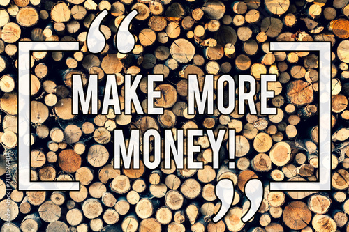 Writing note showing Make More Money. Business photo showcasing Increase your incomes salary benefits Work harder Ambition Wooden background vintage wood wild message ideas intentions thoughts