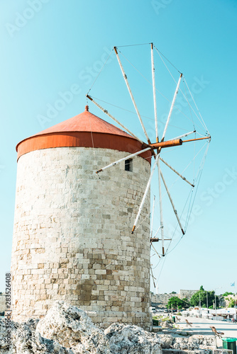 Famous Rhodes Windmills in Rhodes, Greece