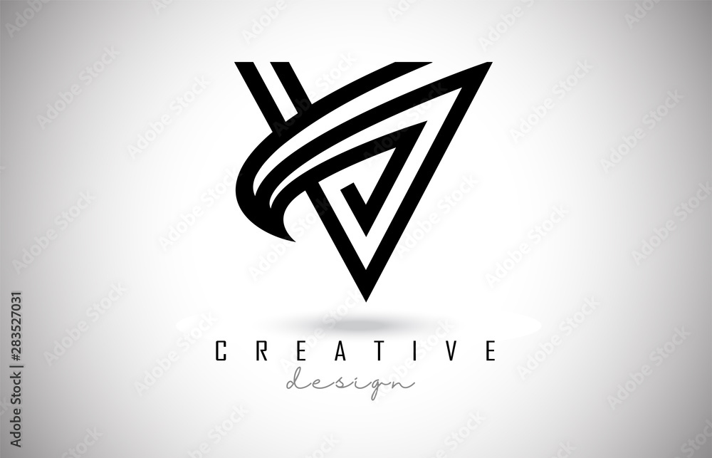 V Letter Logo Monogram Vector Design. Creative V Letter Icon with Black Lines V Letter Logo Monogram Vector Design. Creative V Letter Icon with Black Lines
