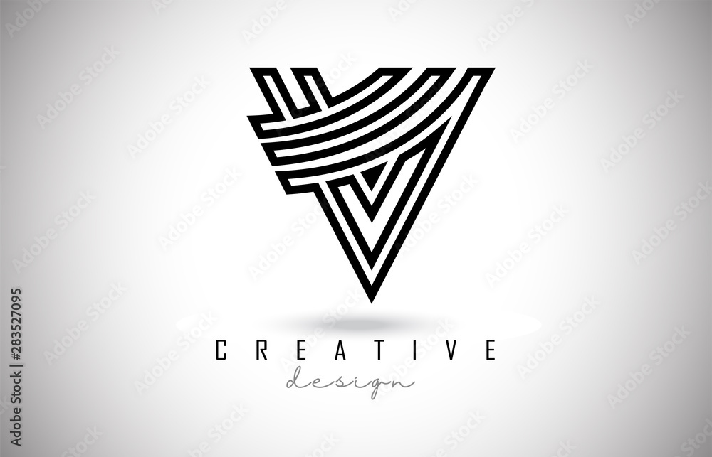 V Letter Logo Monogram Vector Design. Creative V Letter Icon with Black Lines V Letter Logo Monogram Vector Design. Creative V Letter Icon with Black Lines