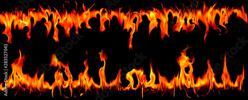 Fire flames on Abstract art black background