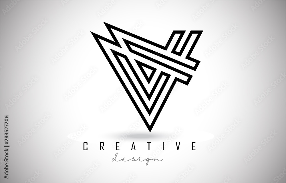 V Letter Logo Monogram Vector Design. Creative V Letter Icon with Black Lines V Letter Logo Monogram Vector Design. Creative V Letter Icon with Black Lines