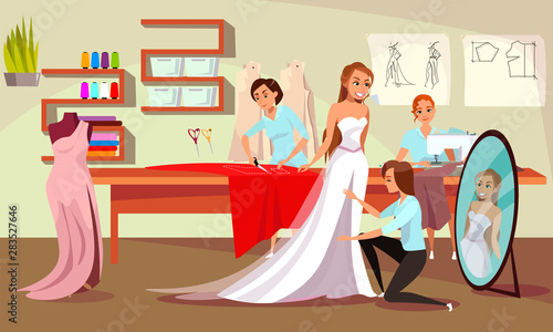 Sewing studio, atelier flat vector illustration