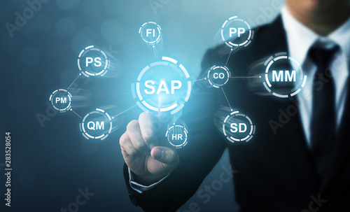 Business management software (SAP). ERP enterprise resources planning system concept photo
