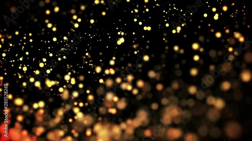 gold shiny sparkling particles move in a viscous liquid. It is bright festive background with glittering particles depth of field, bokeh and luma matte as alpha channel. 4k 3d animation v42 photo