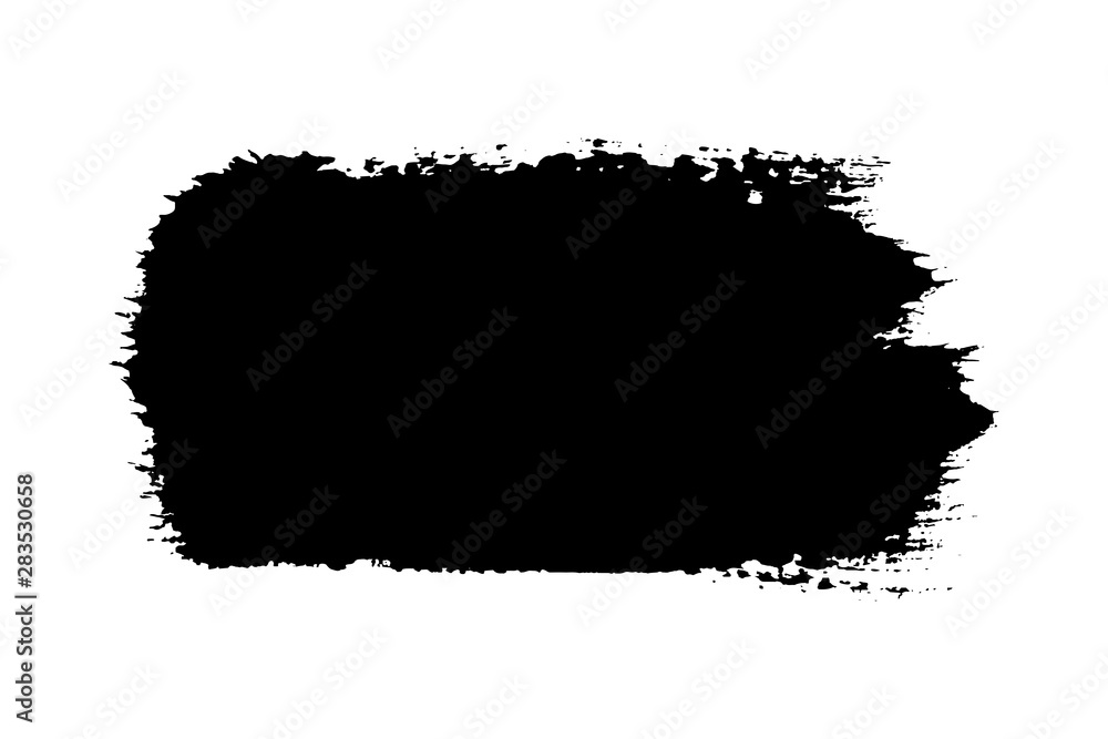 Brush stroke isolated on white background. Black paint brush. Grunge texture stroke line. Art ink dirty design. Border for artistic shape, paintbrush element. Brushstroke graphic. Vector illustration