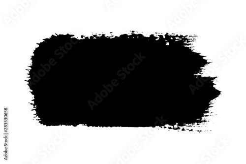 Brush stroke isolated on white background. Black paint brush. Grunge texture stroke line. Art ink dirty design. Border for artistic shape, paintbrush element. Brushstroke graphic. Vector illustration