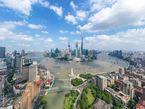 Photography panoramic city skyline in shanghai china