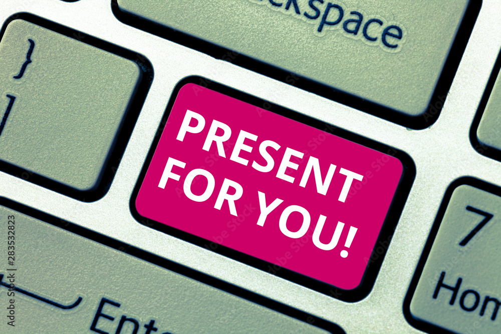 Conceptual hand writing showing Present For You. Business photo text To receive a gift surprise special occasion appreciation Keyboard key Intention to create computer message idea Conceptual hand writing showing Present For You. Business photo text To receive a gift surprise special occasion appreciation Keyboard key Intention to create computer message idea