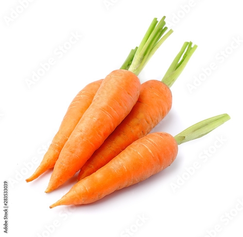 Fresh carrots isolated on white backgrounds.