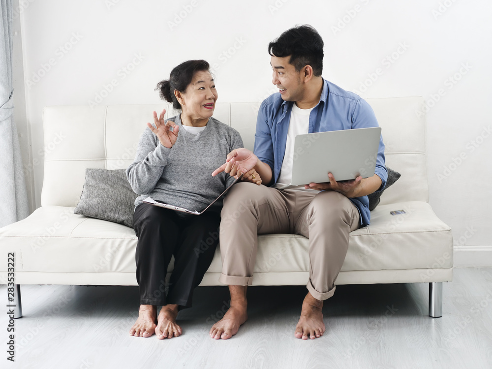 Asian agent man deal with senior for life insurance contract signed, business concept. Asian agent man deal with senior for life insurance contract signed, business concept.