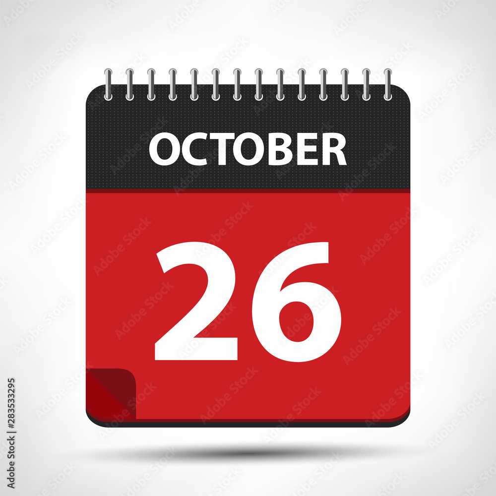 Fototapeta premium October 26 - Calendar Icon - Calendar design template