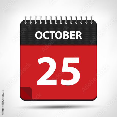 October 25 - Calendar Icon - Calendar design template