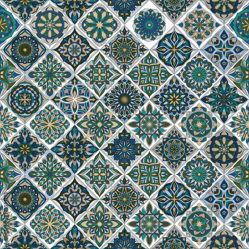 Ornate floral seamless texture, endless pattern with vintage mandala elements.