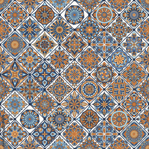 Ornate floral seamless texture, endless pattern with vintage mandala elements.