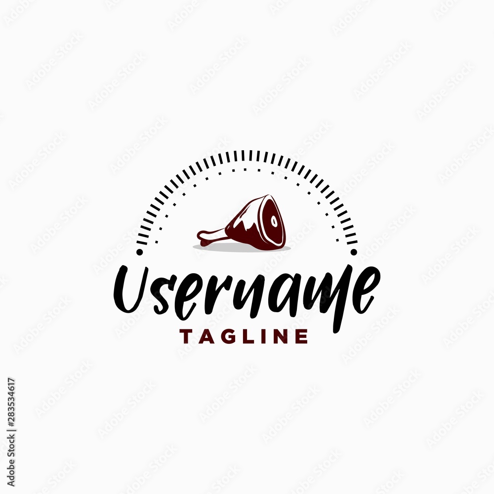 Fototapeta premium meat beef restaurant logo design template . meat logo design . beef logo template . food logo . bone icon design . chicken