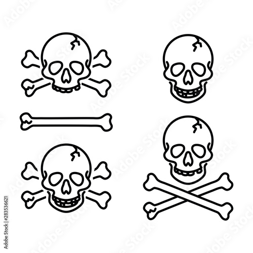 Skull, jolly roger, poison, piracy sign, danger sign, icon vector