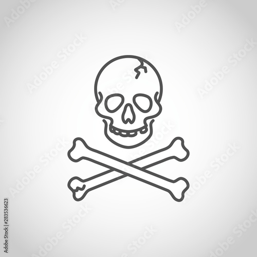Skull, jolly roger, poison, piracy sign, danger sign, icon vector