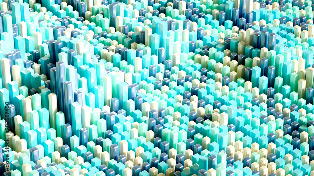 Obraz premium Techno high-tech background, geometry, cube, abstraction. 3d illustration, 3d rendering.