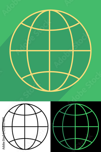 Simple minimal globe icon. Earth. Flat style. 