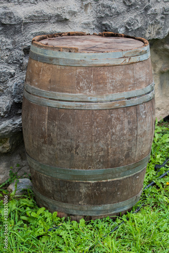 vintage wooden old wine barrel