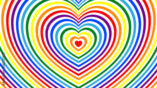 Fashion, abstract background with stripes heart shape. Bright colors of the rainbow for design, advertising, postcards, packaging.