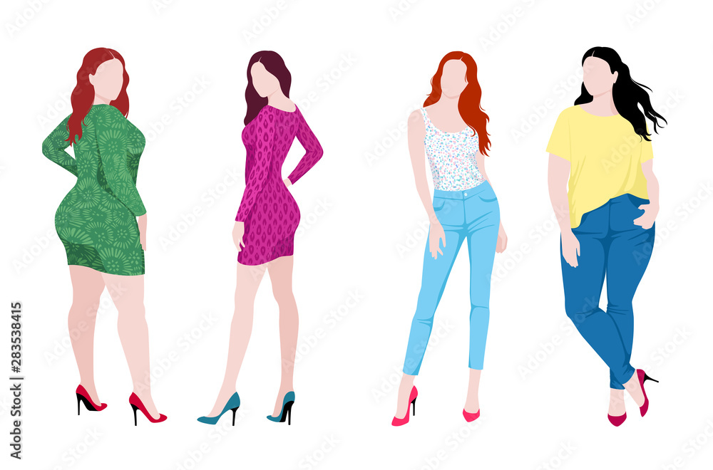 Obraz premium Slim and fat fashion women