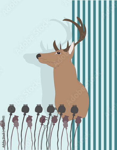 portrait of a deer on a colored background