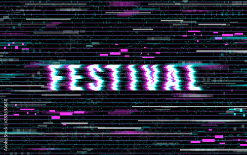 The word Festival. Glitch vector text